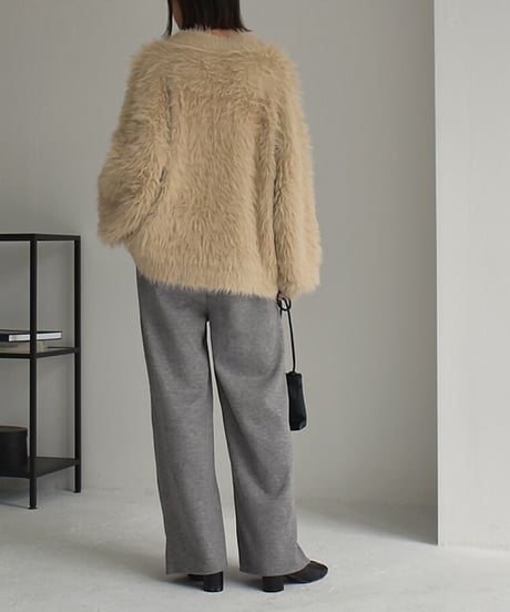 knit-07001 　シャギー ボリューム ニット カーディガン