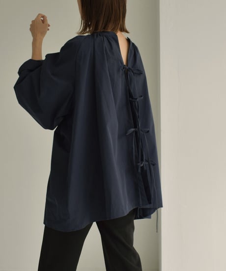 tops-02389　2way ギャザーブラウス　ネイビー