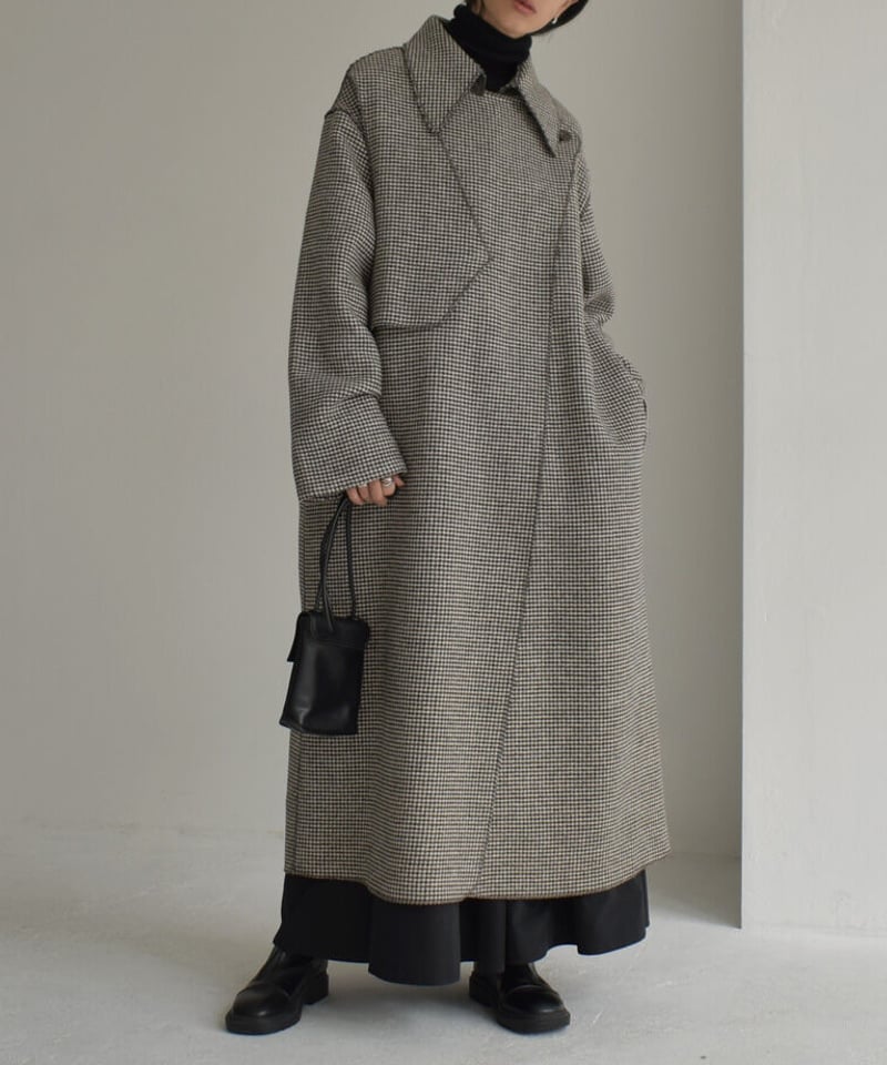 coat-13002 ガンクラブチェック×グレー リバーシブル ウールトレンチ 