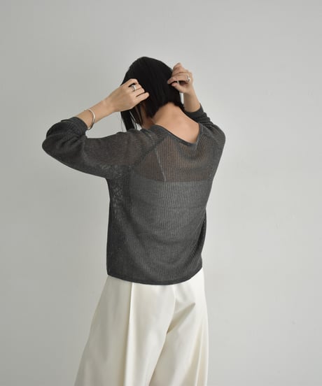 knit-02270　リネン混　サマーニット カーディガン　ベージュ　ブラック　グレー