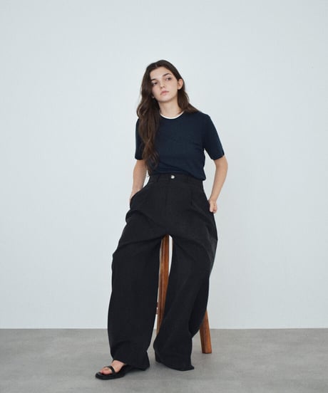 nh-tops-02626　ソフトタッチ バイカラー Tシャツ　ブラウン　ネイビー