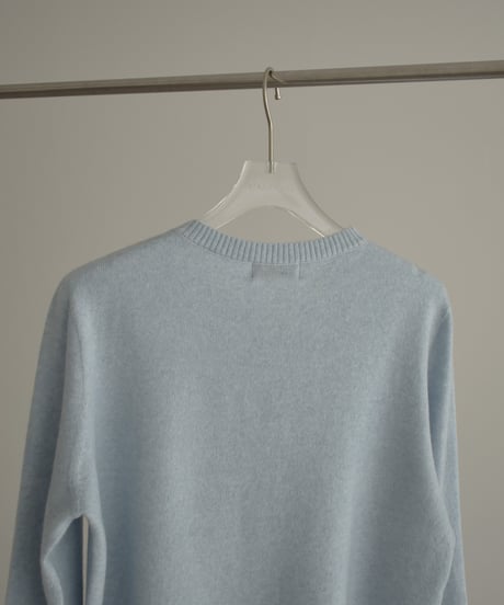 knit-02372　クルーネック コンパクト ニット カーディガン　オフホワイト　イエロー　ピンク　ブルー　グレー　ブラック