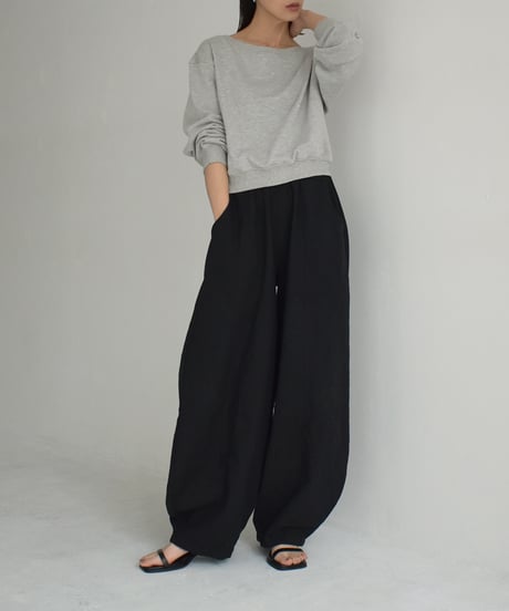 tops-02466　ボートネックショートスウェット　グレー　ブラック