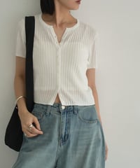 knit-02331　リブ ニット コンパクト カーディガン　オフホワイト　ライトグレー　ダークグレー　ブラック