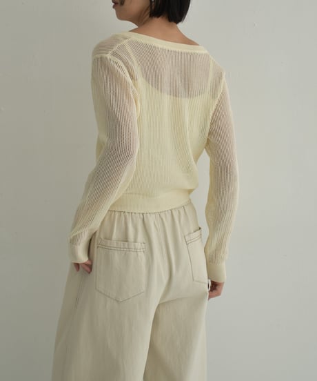 knit-02320　キャミソール付き コンパクト メッシュ カーディガン　エクリュ　グレー　ターコイズ