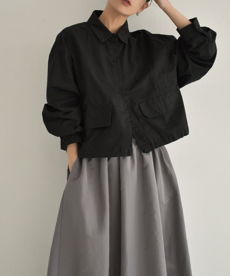tops-02459 フラップポケット クロップド シャツ エクリュ