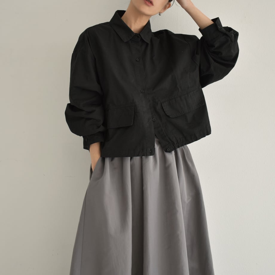 tops-02459 フラップポケット クロップド シャツ エクリュ tops-02459 フラップポケット クロップド シャツ エクリュ
