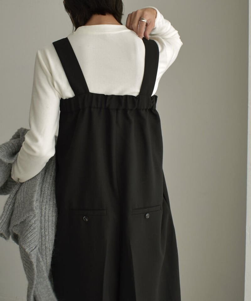 onepiece-07011 センタープレス ワイドサロペット ダークグレー onepiece-07011 センタープレス ワイドサロペット ダークグレー