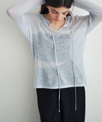 nh-knit-02379　キーネック シアー ルーズ ニット　アイスブルー　ネイビー　レッド