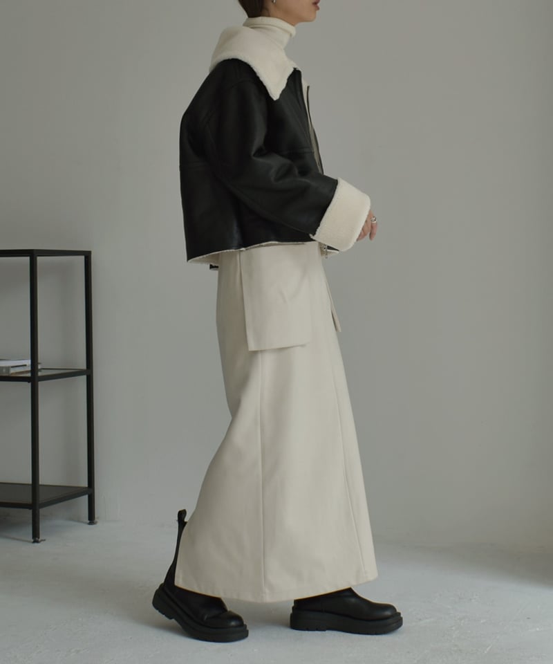 outer-02075 ビックカラー フェイクムートン ジャケット グレージュ