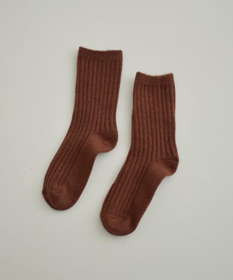 mb-socks-02001　ウール混 リブソックス　オフホワイト　キナリ　グレー　モカ　レンガ　マスタード　ブラック