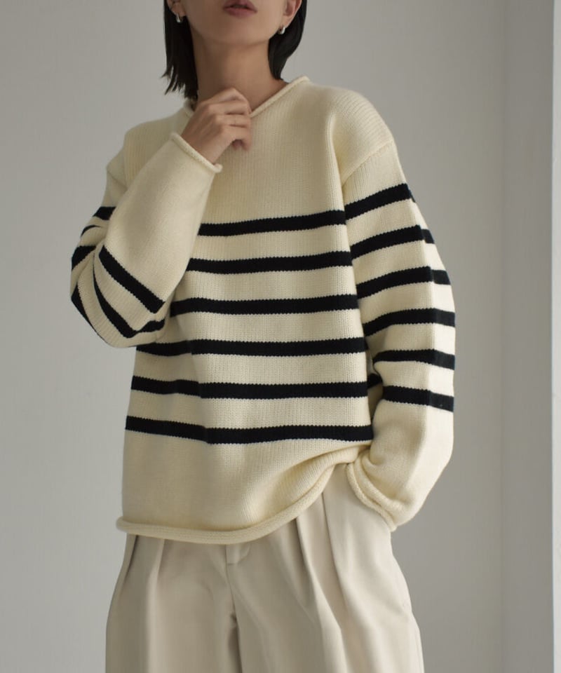 パーリーゲイツ カシミア100% ニット アイボリー ボーダー サイズ5 パーリーゲイツ カシミア100% ニット アイボリー ボーダー サイズ5
