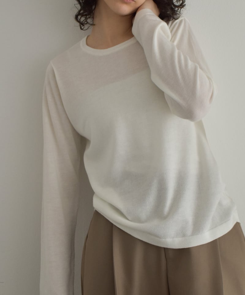 nh-knit-02337 クルーネック シアーニット エクリュ クリーム イエロー