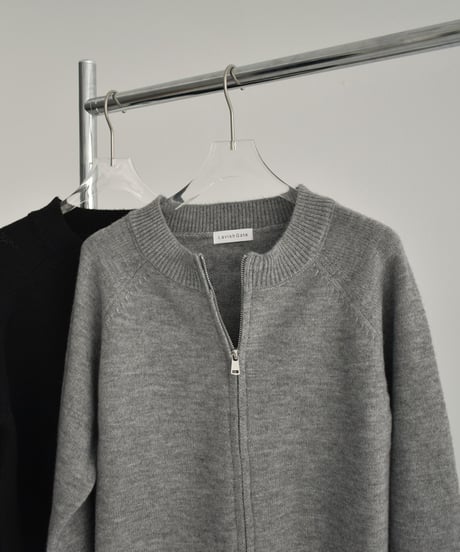 knit-02269　ジップ ニット カーディガン　グレー　ブラック