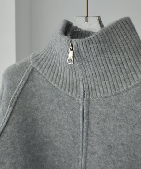 knit-02345　ダブルジップ ニット プルオーバー　グレー　ブラウン　ブラック