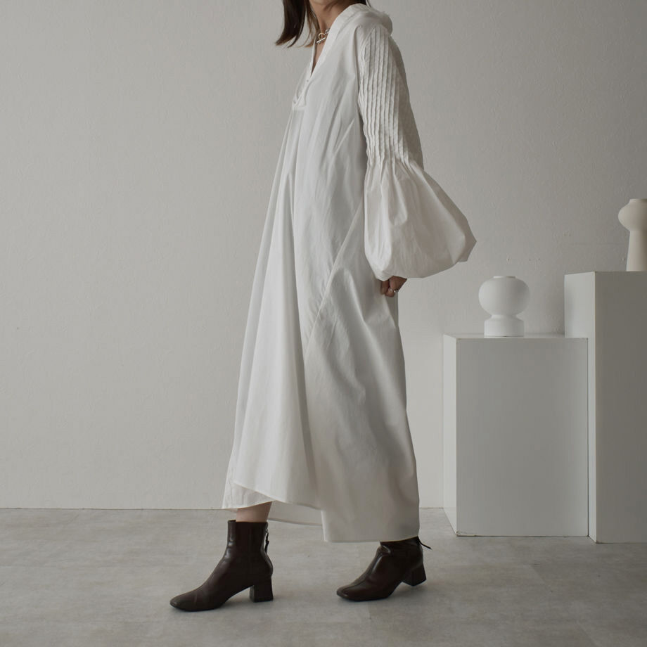 lavishgate☆タックスリーブ☆シャツワンピース☆ホワイト 