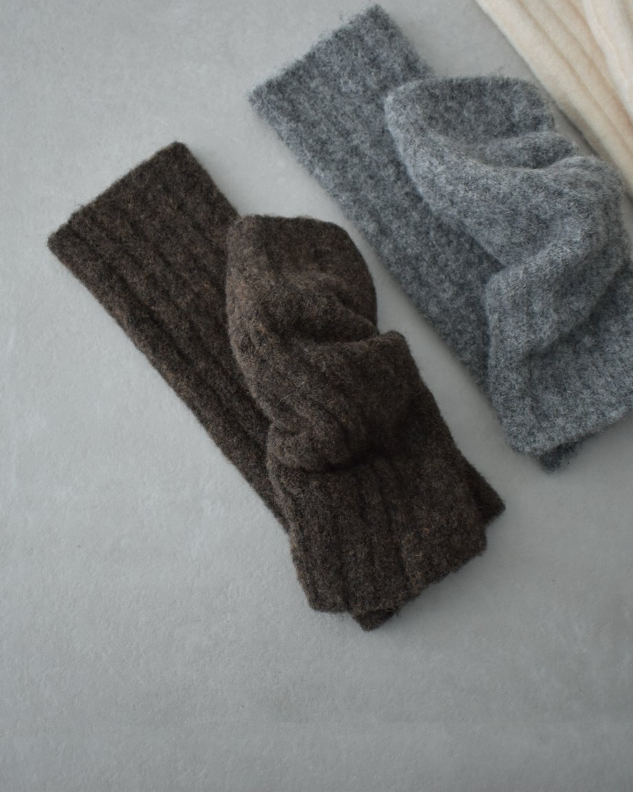 mb-gloves-02015 ウール混 リブ ニット アームウォーマー エクリュ