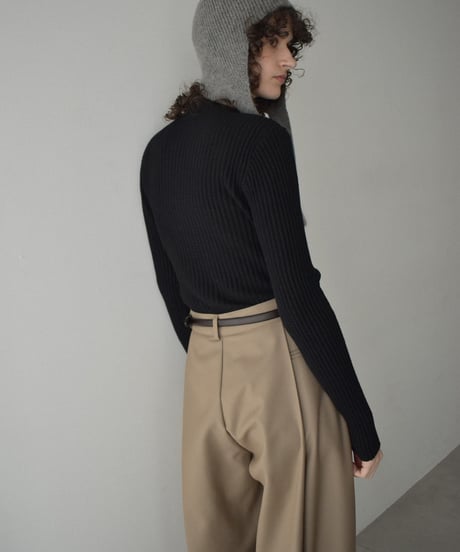 knit-02305　ハイネック リップル ニット　アイボリー　ブラウン　ブラック