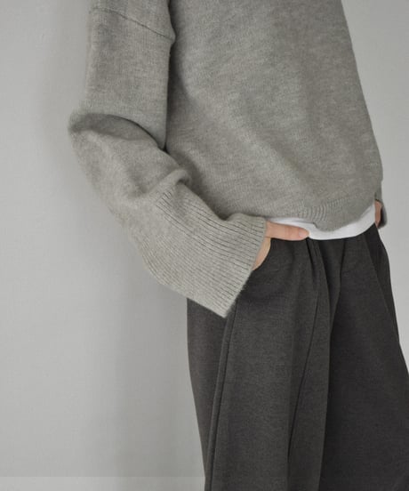 knit-02353　ワイドカフス スリーブ ニットプルオーバー　エクリュ　グレー　ダークグレー　ネイビー　ブラウン