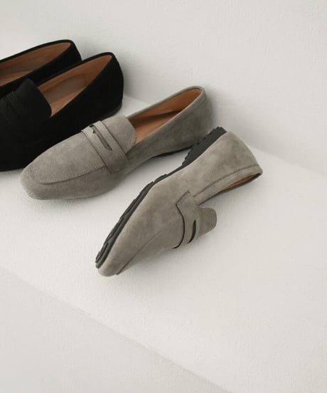 shoes-02145　クッション仕様　スエードローファー　グレージュ　ブラック