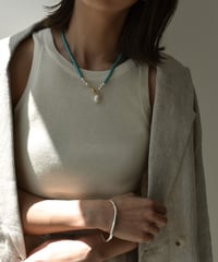 mb-necklace2-02065　 淡水パール×ビーズネックレス　turquoise