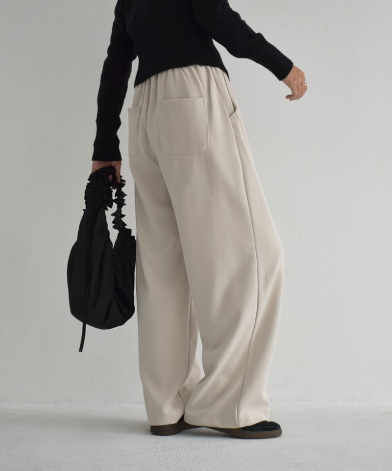 bottoms-02243 バイカラー ウエスト リラックス パンツ グレージュ