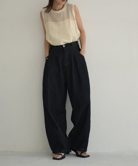 knit-02272　スパンコール メッシュ ニット トップス　エクリュ　ブラック