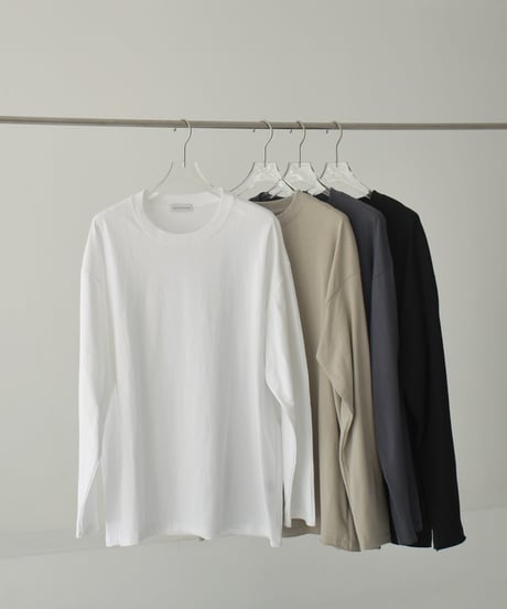 nh-tops-02565　オーバーサイズ ロングスリーブTシャツ　ホワイト　ベージュ　チャコール　ブラック