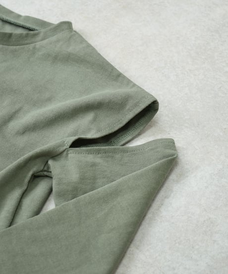 nh-kidsonepiece-04001　日本製　キッズ　スリットスリーブ　Ｔシャツワンピース　チャコール　ピスタチオ　110cm　120cm　130cm