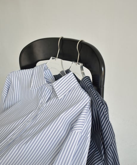 tops-02521　オーバーサイズ ストライプ シャツ　ホワイト　ネイビー