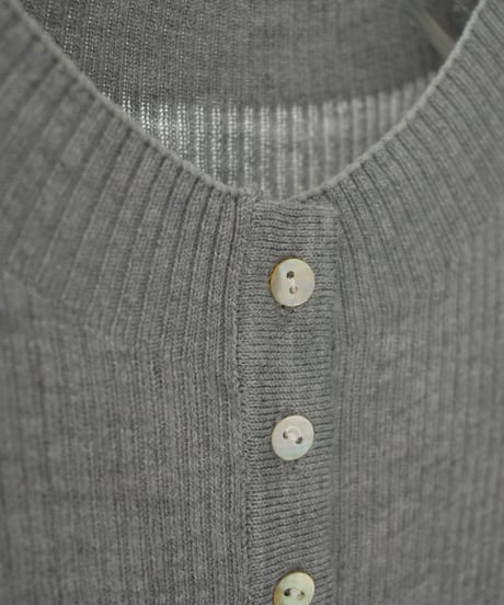 knit-02347　シェルボタン リブ ニット カーディガン　グレー　ネイビー