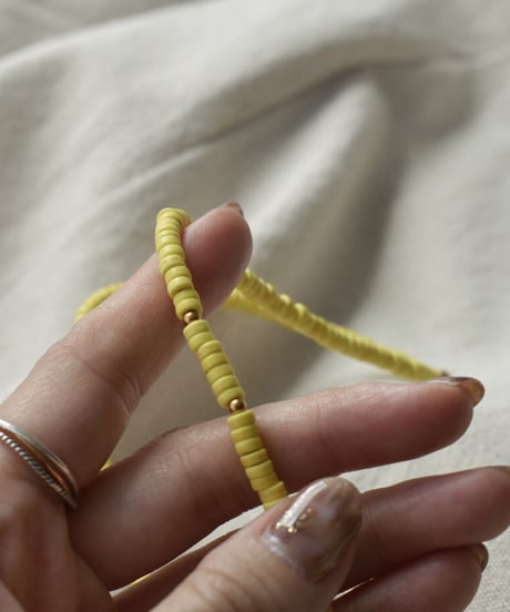 mb-necklace2-02055　淡水パールトップ ビーズネックレス　イエロー