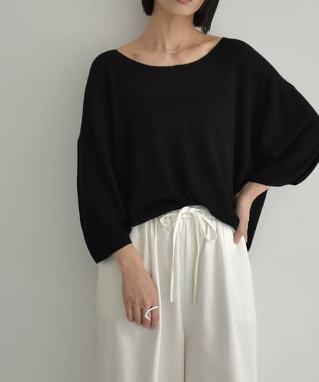 knit-02326　リネン混ハーフスリーブ メッシュニット　オフホワイト　エクリュ　グレー　ブラック
