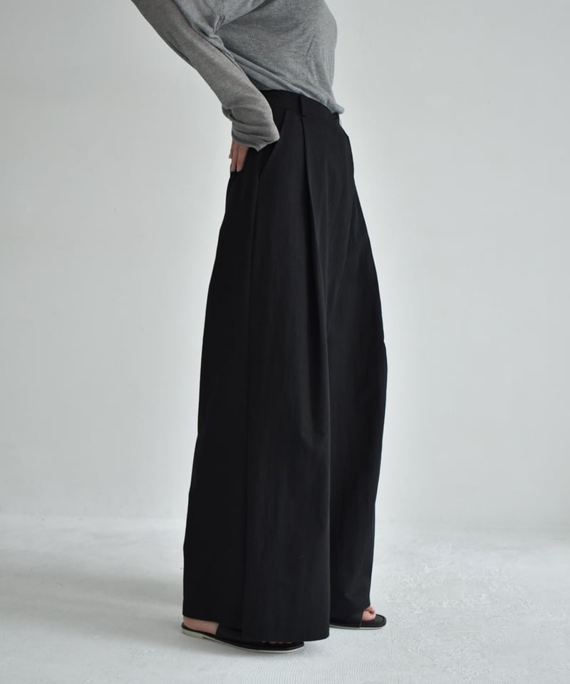 bottoms-02265 ラップウエスト タック ワイドパンツ エクリュ カーキ