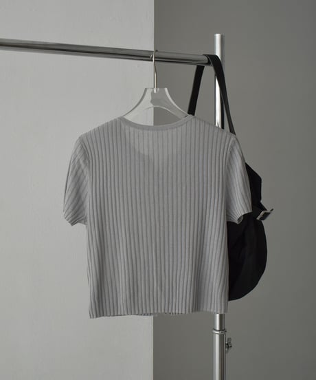 knit-02331　リブ ニット コンパクト カーディガン　オフホワイト　ライトグレー　ダークグレー　ブラック