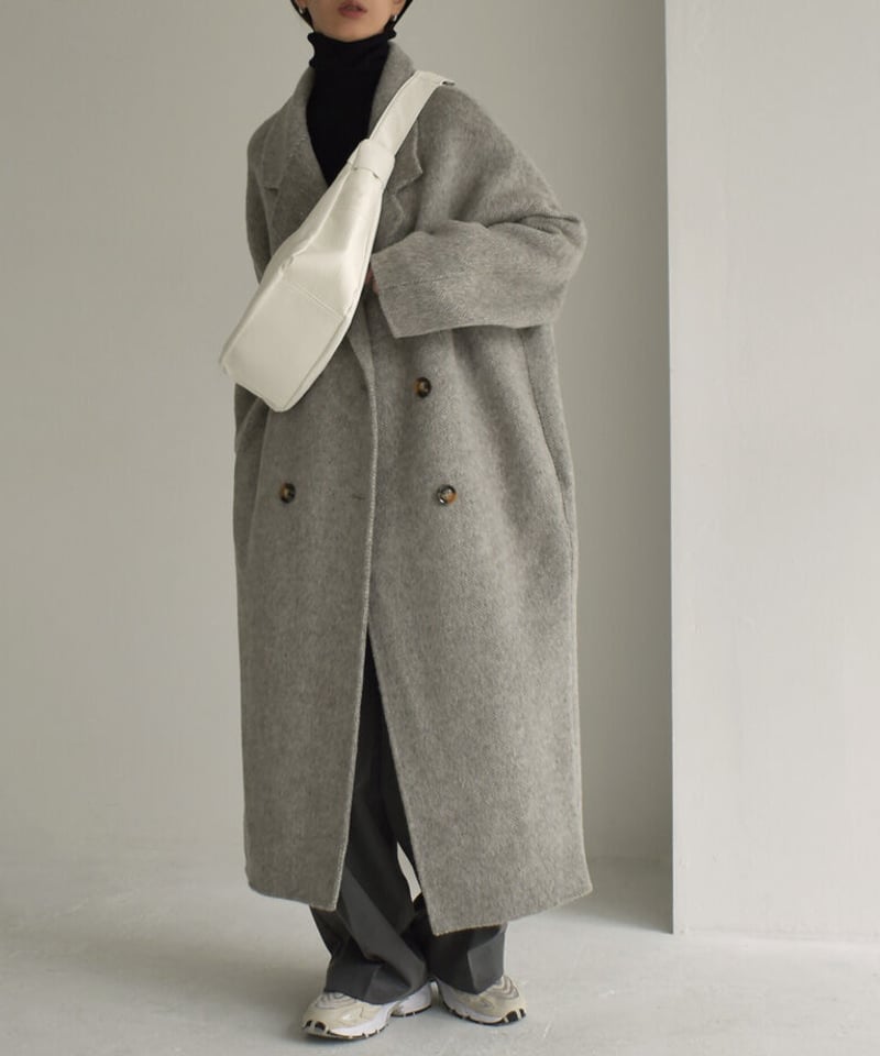 グレーのみ12月中旬入荷分 予約販売 coat-02033 シャギーウールコート