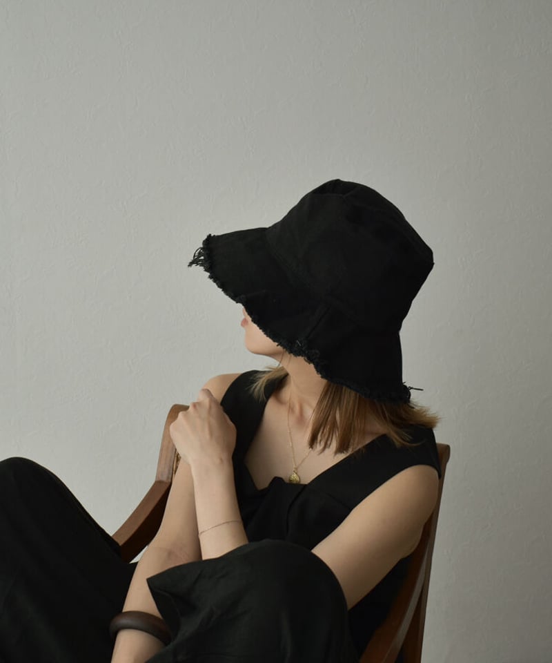 nh-cap-02040 キャンバス フリンジ バケット ハット エクリュ ネイビー