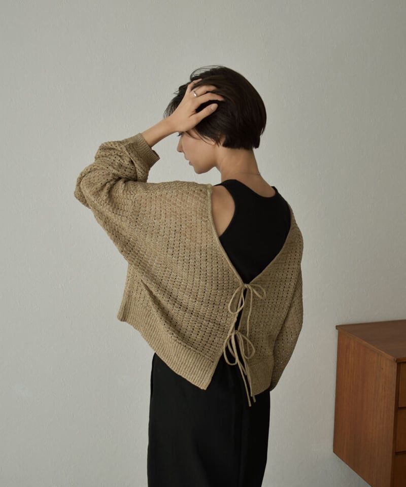 knit-09001 透かし編み 2wayニット カーディガン モカベージュ knit-09001 透かし編み 2wayニット カーディガン モカベージュ