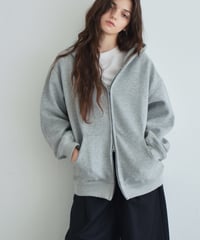 tops-02570　ダブルジップ フーディ　ブラック　グレー　カーキベージュ
