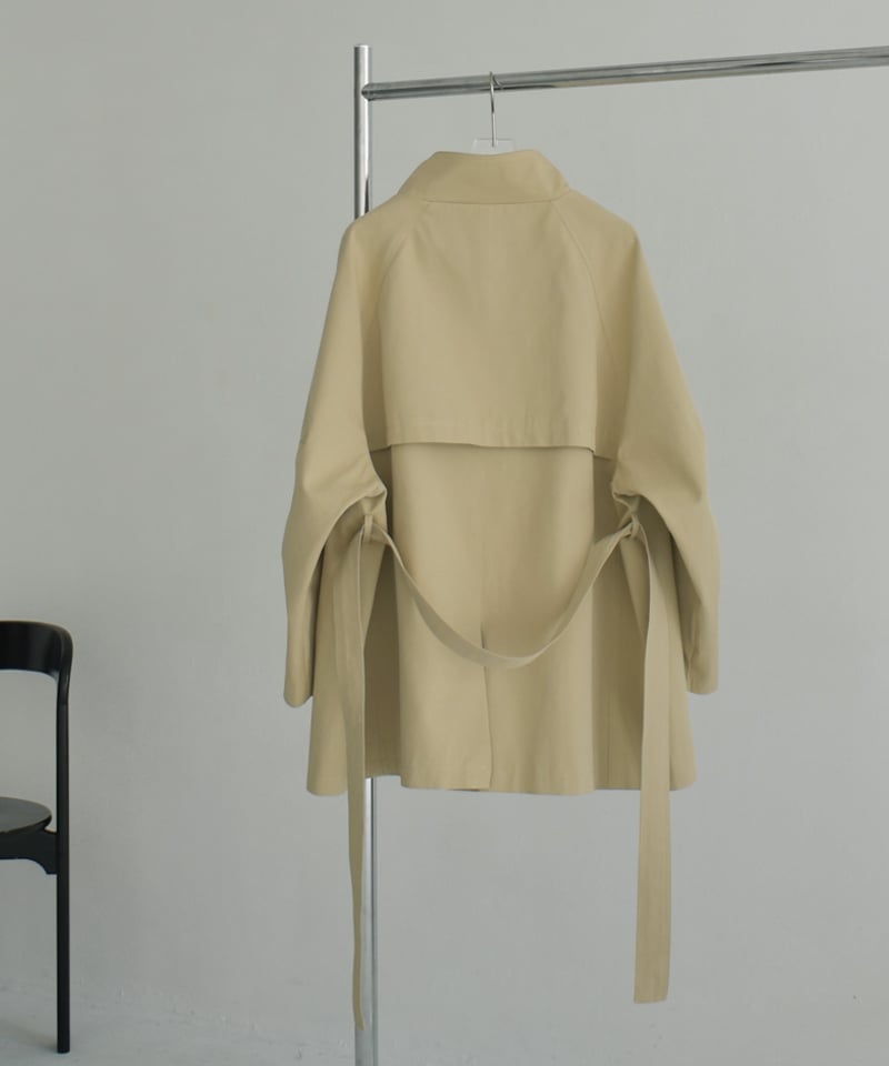 coat-02056 ワイドスリーブ スタンドカラー ミディコート