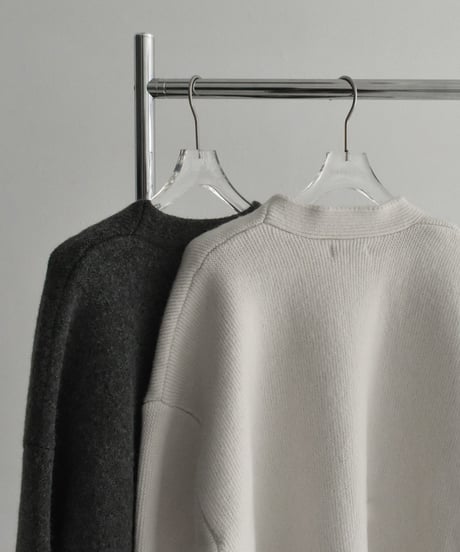 knit-02351　オーバーサイズ ニットカーディガン　エクリュ　グレー