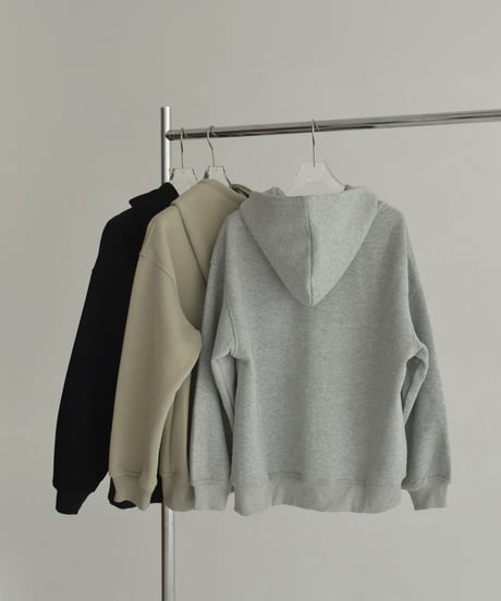 tops-02570　ダブルジップ フーディ　ブラック　グレー　カーキベージュ
