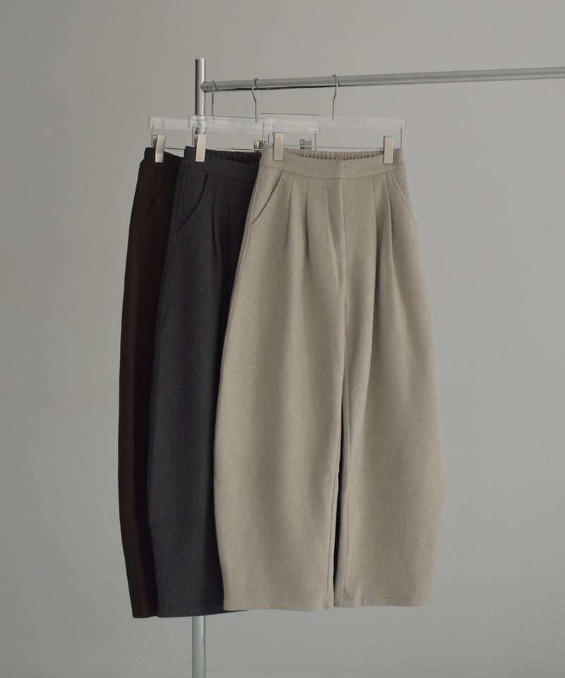 bottoms-02310 ウール混 メルトン コクーン パンツ グレージュ グレー