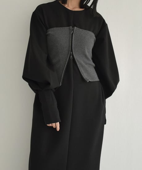 nh-knit-02267　ジップニット ビスチェ　チャコール