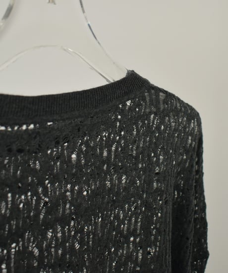 nh-knit-02374　レース ニット トップス　オフホワイト　チャコール