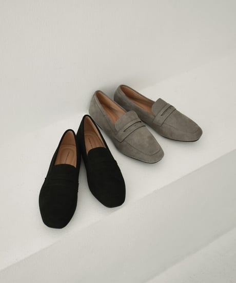 shoes-02145　クッション仕様　スエードローファー　グレージュ　ブラック