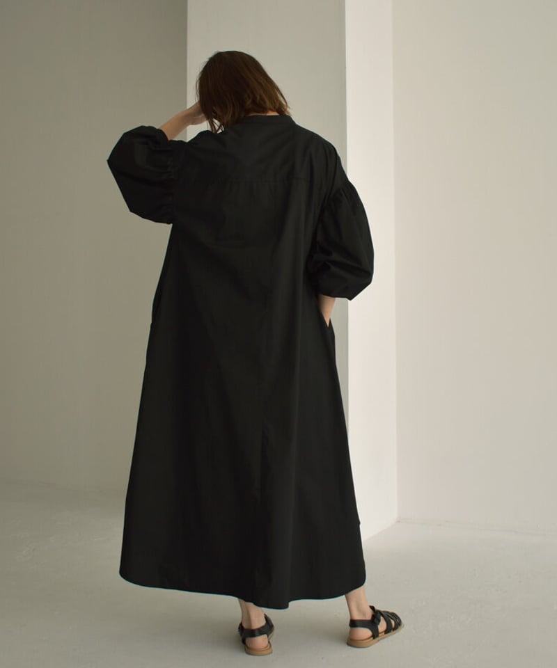 onepiece-12007 バルーンスリーブ シャツワンピース ブラック | L a v i