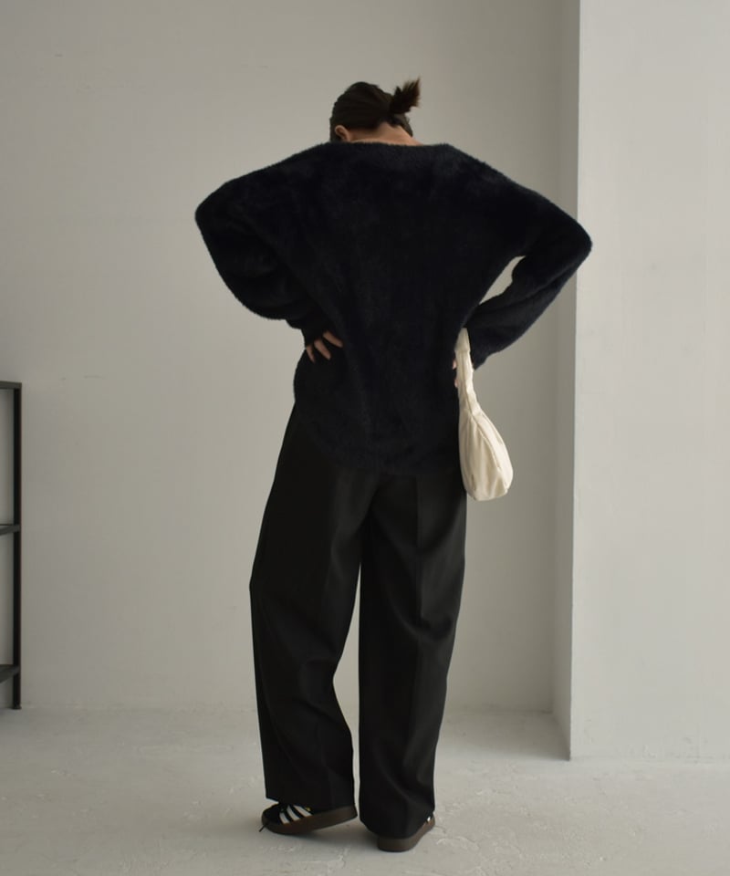 knit-02236 Vネック シャギーニット プルオーバー オフホワイト knit-02236 Vネック シャギーニット プルオーバー オフホワイト