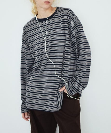 nh-tops-02639　マルチボーダー カットソー　ネイビー　グレー