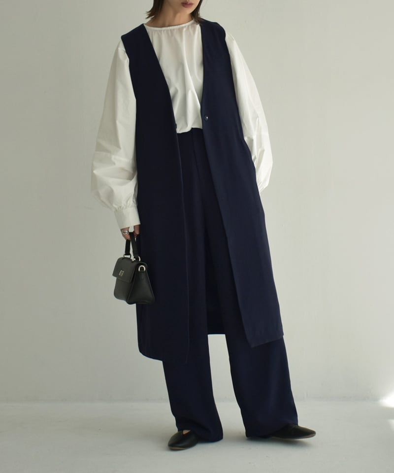 CEPIE. セピエ サイドオープンジレ　ロングジレ ストライプ　グレー ウールサキソニー ロングジレ｜トゥモローランド 公式通販